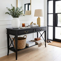 Hamptons Halifax Side Cross 2 Drawer Console Hall Table