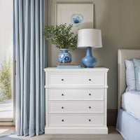 Hamptons Coastal Seaside 4 Drawer Chest Tallboy Cabinet