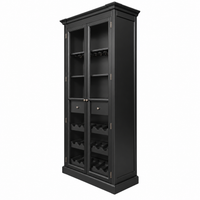 Hamptons Glass Door Display Wine Bar & Drink Cabinet with Storage, Wine Rack, Glass Holders & Pull-Out Trays 110cm Wide