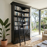 Hamptons Halifax Open Extendable Bookcase with Ladder 250-368cm