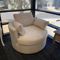 Contemporary Modern Austin Swivel Linen Snuggle Armchair