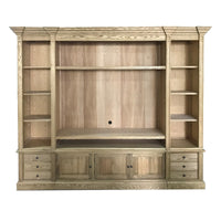 Hamptons Coastal Natural TV Entertainment Wall Unit Cabinet