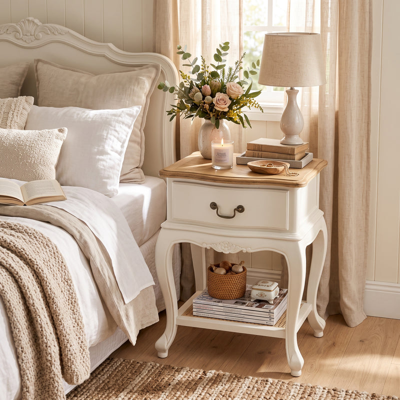 French Provincial Provence Bedside Lamp Table