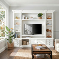 Hamptons Coastal White Entertainment Unit Cabinet with Optional Solid Hardwood Upgrade
