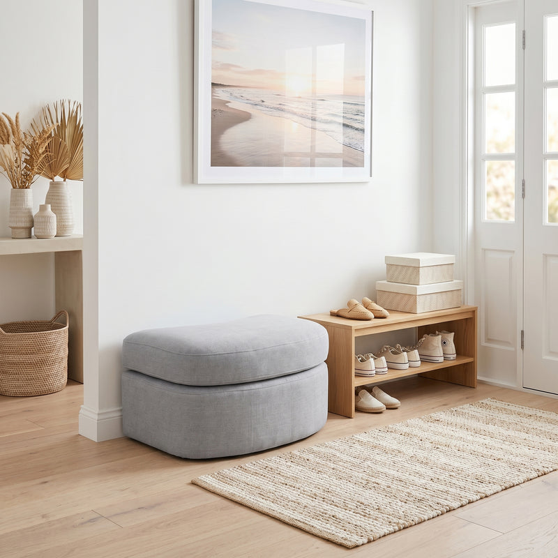 Contemporary Modern Austin Linen Foot Stool Ottoman
