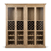 Hamptons Glass Door Display Wine Bar & Drink Cabinet with Storage, Lattice Wine Rack,Glass Holders & Bottle Trays 110cm Wide
