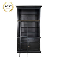 Hamptons Halifax Open Extendable Bookcase with Ladder 250-368cm