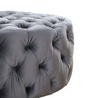 French Provincial Chesterfield Marco Large Round Tufted Pouffe Ottoman