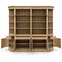 French Provincial Grand Library Bookcase Cabinet with Ladder & Curved Side Detailing Display