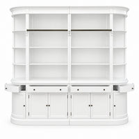 French Provincial Grand Library Bookcase Cabinet with Ladder & Curved Side Detailing Display