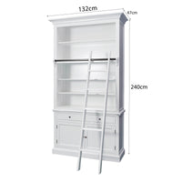 Hamptons Halifax Open Extendable Bookcase with Ladder 250-368cm