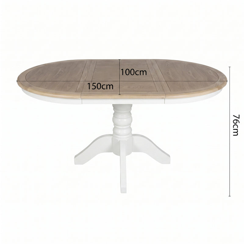 French Provincial Louis Extendable Round Dining Table