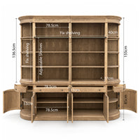 French Provincial Grand Library Bookcase Cabinet with Ladder & Curved Side Detailing Display