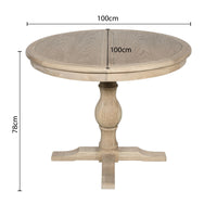 Hamptons Extendable/French Provincial Pedestal Round 100-150cm Extendable Dining Table NATURAL ASH