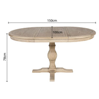 Hamptons Extendable/French Provincial Pedestal Round 100-150cm Extendable Dining Table NATURAL ASH