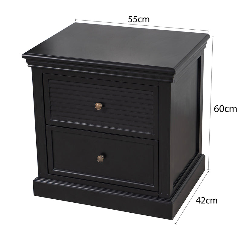 Hamptons Coastal Seaside 2 Drawer Bedside Table(Upgraded Height)