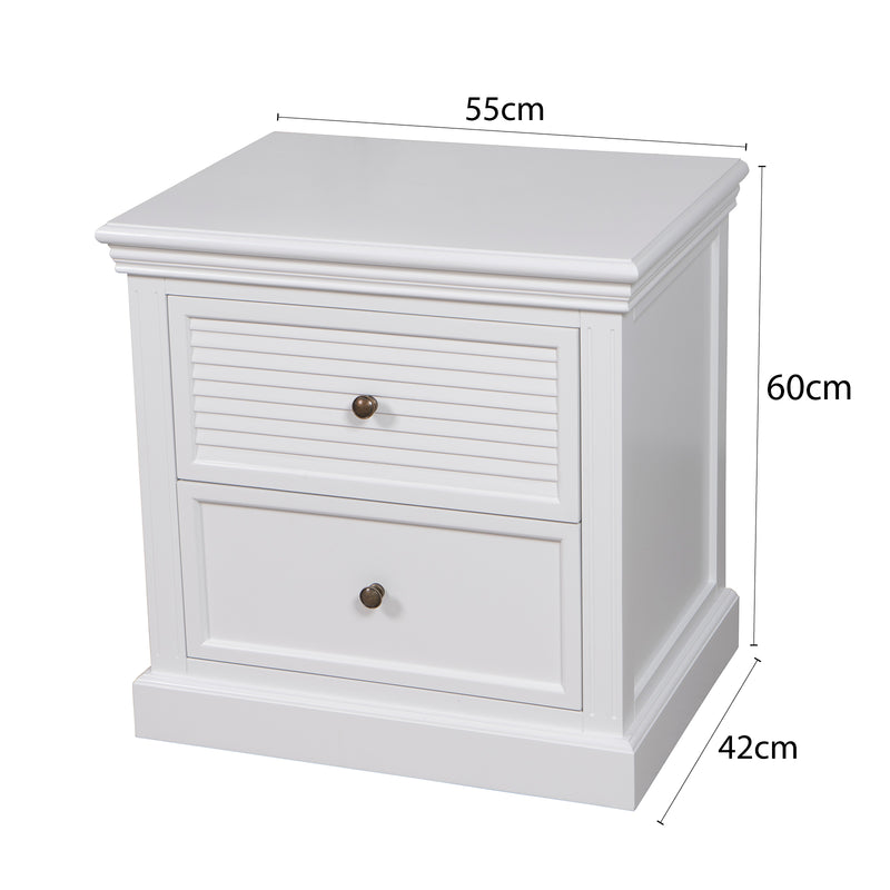 Hamptons Coastal Seaside 2 Drawer Bedside Table(Upgraded Height)