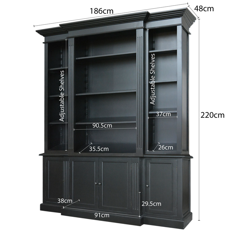 Hamptons Halifax Buffet and Hutch Furniture Bookcase Cabinet