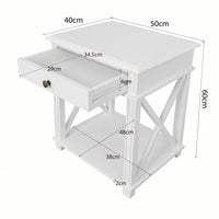 Hamptons Coastal Cross 1 Drawer Bedside Table