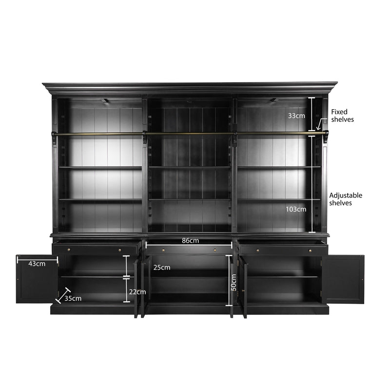 Hamptons Halifax 3 Bay Buffet and Hutch Bookcase with Ladder