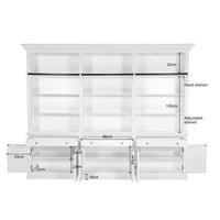 Hamptons Halifax 3 Bay Buffet and Hutch Bookcase with Ladder