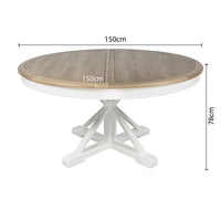 Hamptons Sorrento 150-190cm Round Extendable Trestle Dining Table