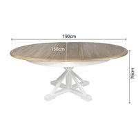 Hamptons Sorrento 150-190cm Round Extendable Trestle Dining Table