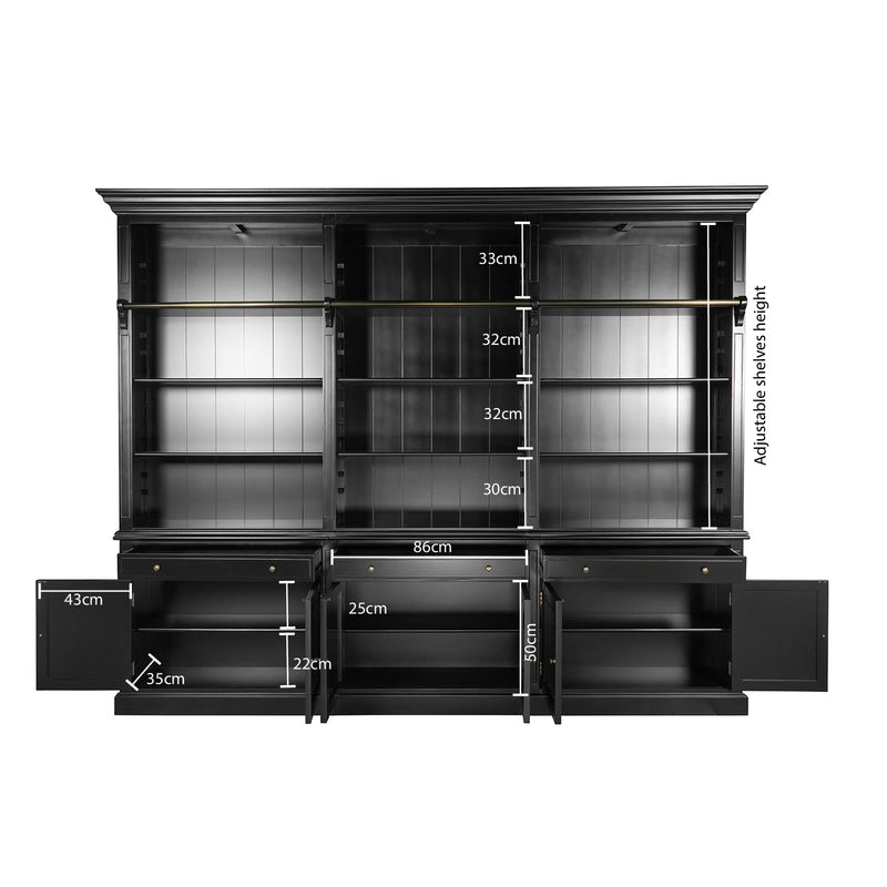 Hamptons Halifax 3 Bay Buffet and Hutch Bookcase with Ladder