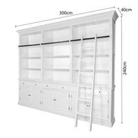 Hamptons Halifax 3 Bay Buffet and Hutch Bookcase with Ladder