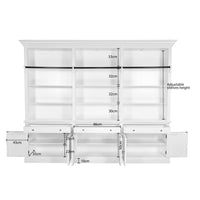 Hamptons Halifax 3 Bay Buffet and Hutch Bookcase with Ladder