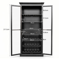 Hamptons Glass Door Display Wine Bar & Drink Cabinet with Storage, Wine Rack, Glass Holders & Pull-Out Trays 110cm Wide