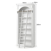 Hamptons Heritage Open Library Arched Extendable Bookshelf/Bookcase with Ladder 100cm - 300cm Wide