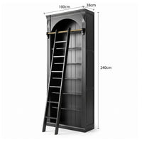 Hamptons Heritage Open Library Arched Extendable Bookshelf/Bookcase with Ladder 100cm - 300cm Wide