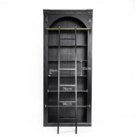Hamptons Heritage Open Library Arched Extendable Bookshelf/Bookcase with Ladder 100cm - 300cm Wide