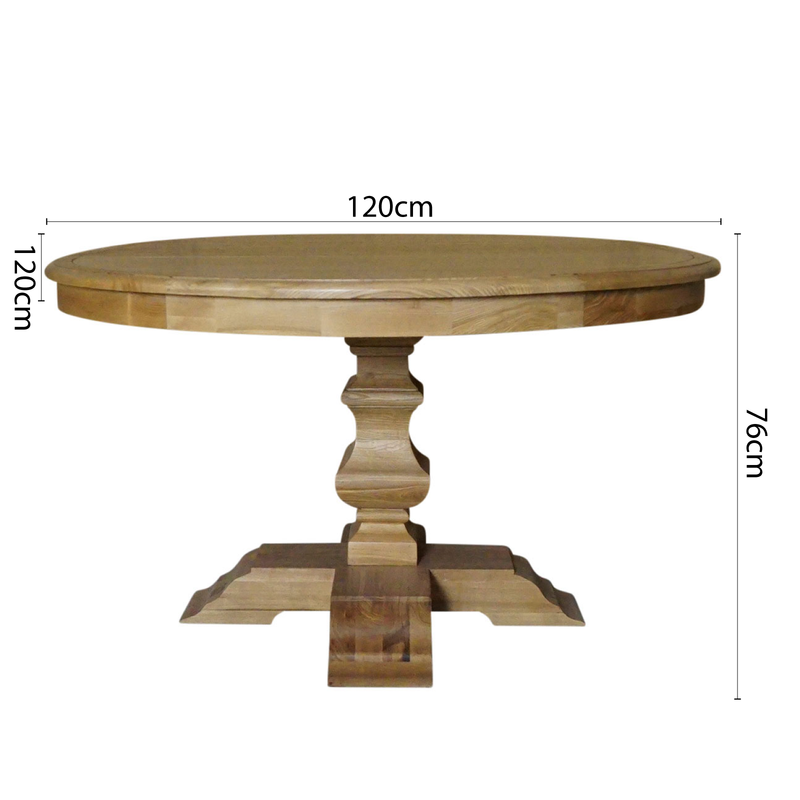 French Provincial Farmhouse Extendable Round Pedestal Dining Table