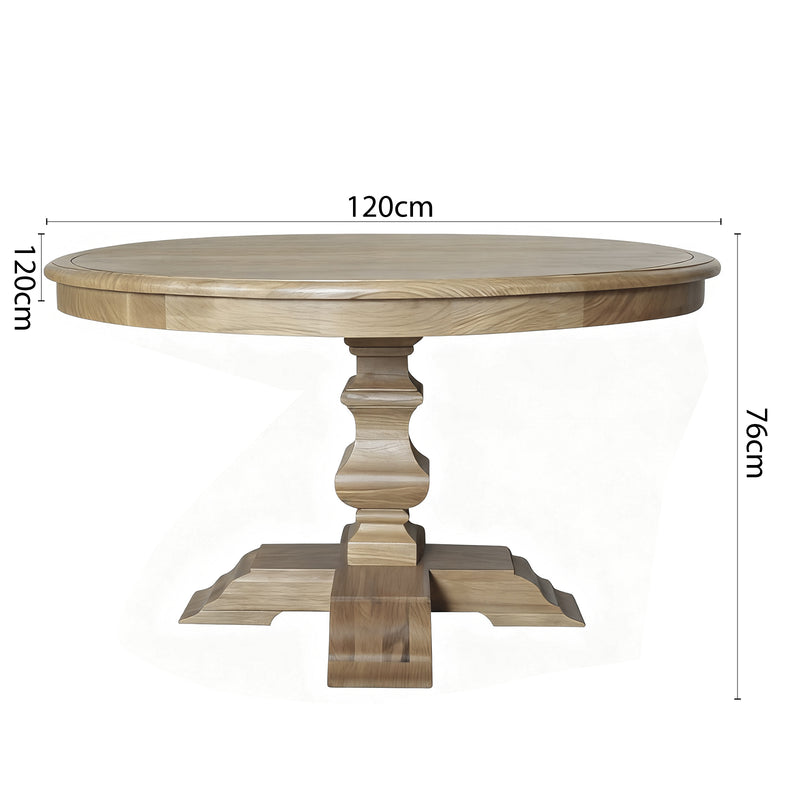 French Provincial Farmhouse Extendable Round Pedestal Dining Table