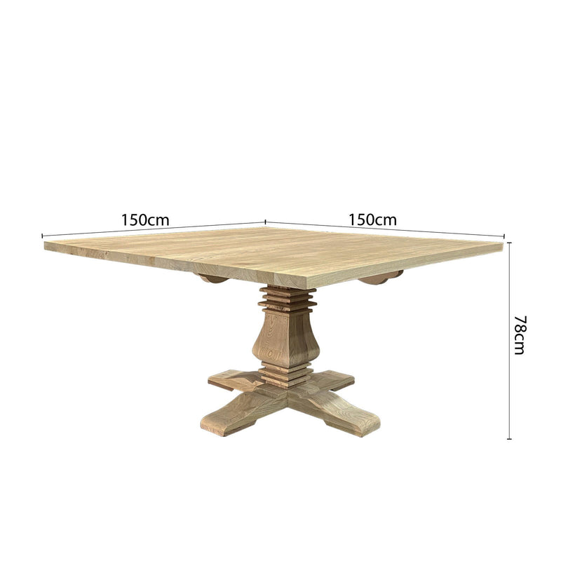 French Provincial Chateau Pedestal Square Dining Table