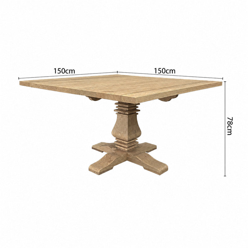 French Provincial Chateau Pedestal Square Dining Table