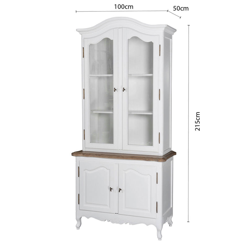 French Provincial Louis Vintage Glass Display Buffet and Hutch Cupboard Cabinet
