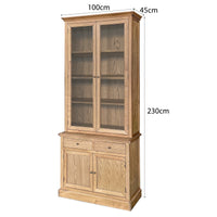 Hampton Halifax 2 Glass Door Hutch Display and Buffet Cabinet Bookcase Cupboard