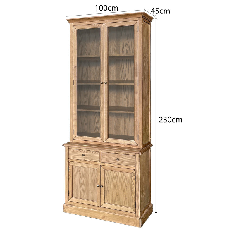 Hampton Halifax 2 Glass Door Hutch Display and Buffet Cabinet Bookcase Cupboard