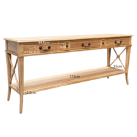 Hamptons Halifax Side Cross 3 Drawers Console Hall Table with Side Pull Out