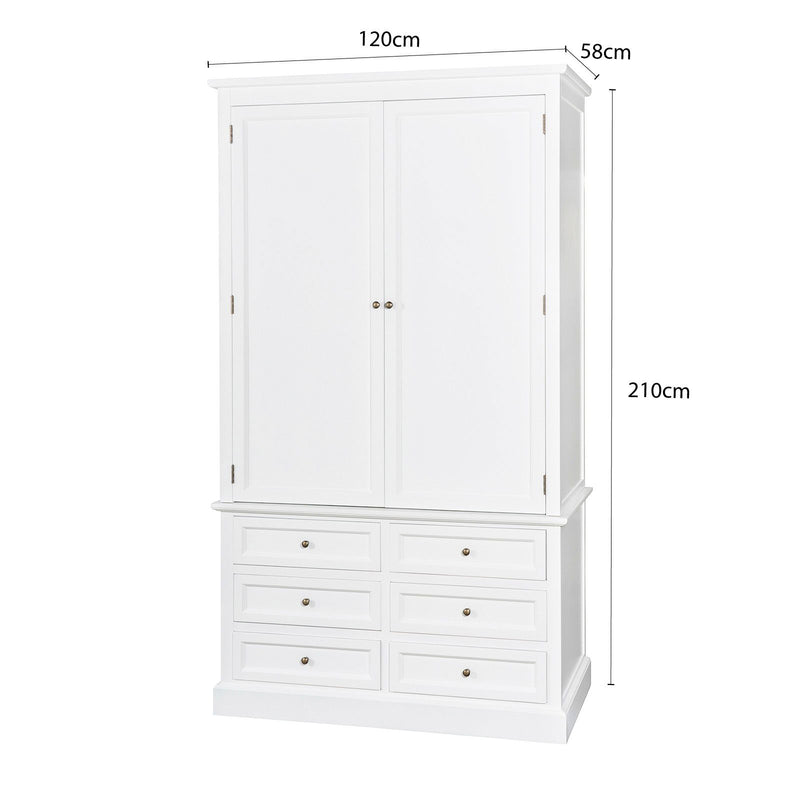 Hamptons Halifax 6 Drawer Wardrobe