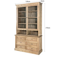 Hamptons Halifax 2 Glass Door 6 Drawer Kitchen Cabinet