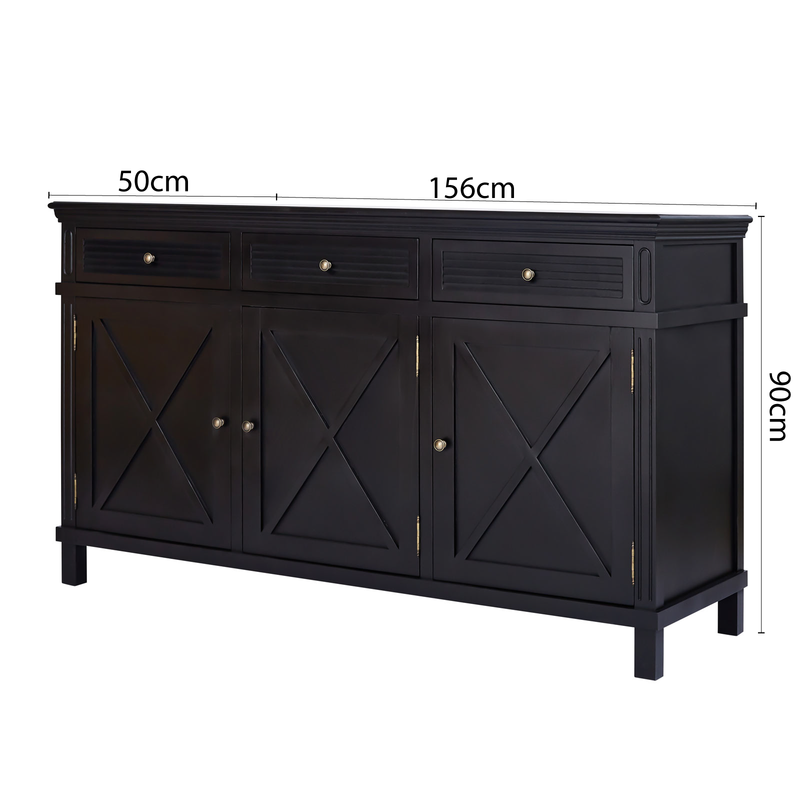 Hamptons Coastal Beach Cross Wooden Door Sideboard Buffet