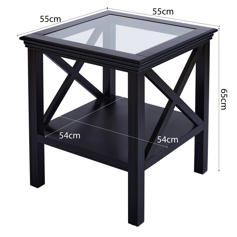 Hamptons Coastal Glass Cross Side Table