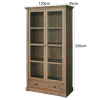 Hamptons Coastal Glass Display Cabinet Bookcase