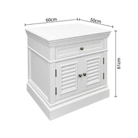 (Factory Second) Hamptons Classic 1 Drawer Bedside Table with Louvered Doors