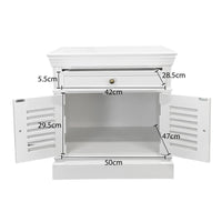 (Factory Second) Hamptons Classic 1 Drawer Bedside Table with Louvered Doors