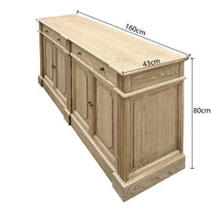 Harbourline Classic Hamptons Panelled Sideboard Buffet & Console Cabinet with 4 Doors & 2 Drawers